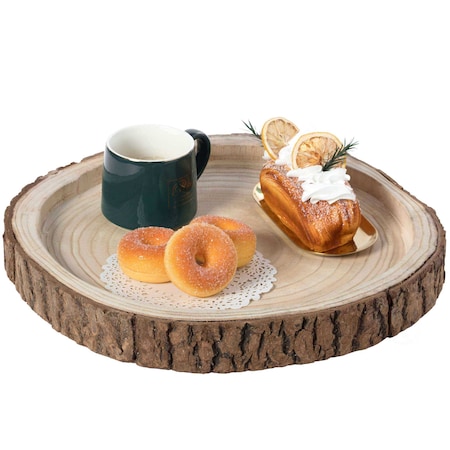 Vintiquewise Wood Tree Bark Indented Display Tray Serving Plate Platter Charger - 16 Inch Dia QI003840-16